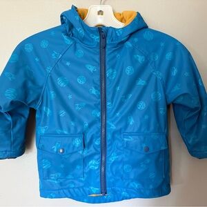 Kids Blue Raincoat with Space Print
